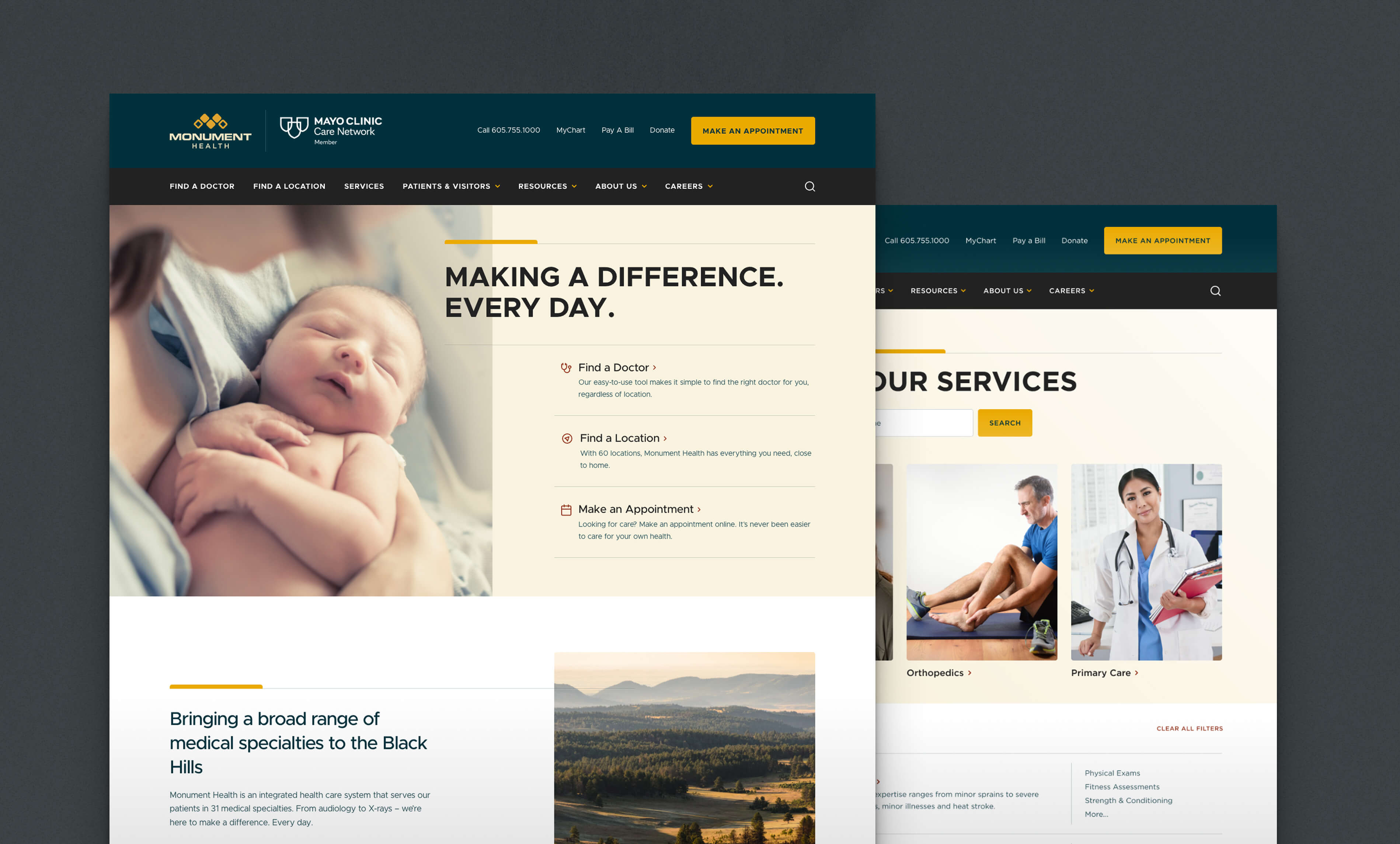 Case study screenshot for Monument Health
