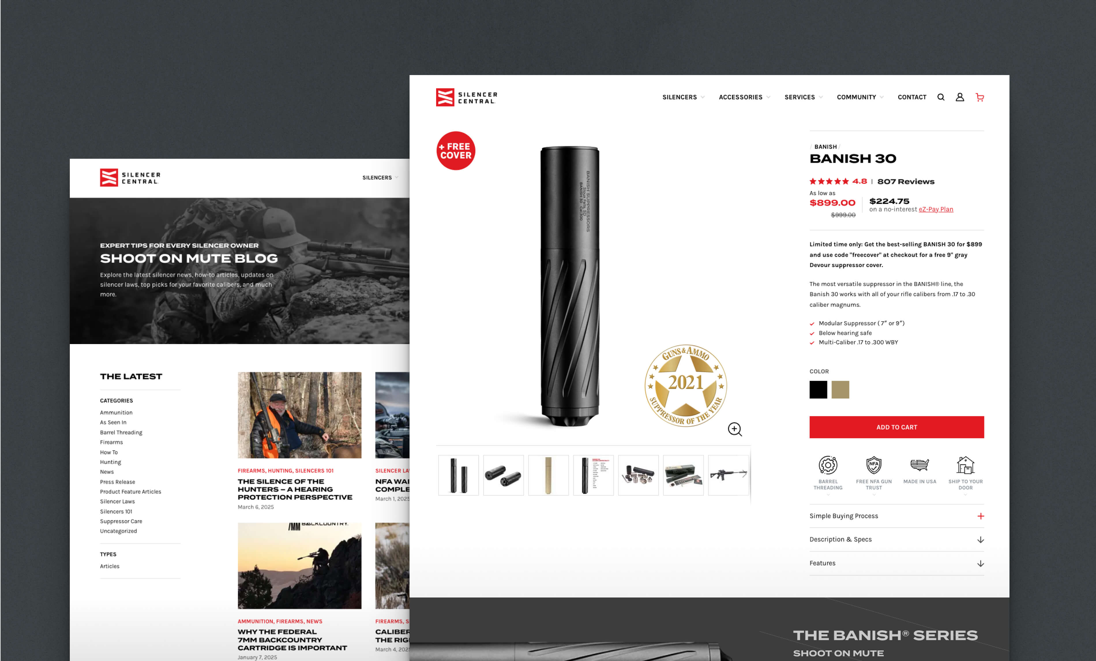 Website design example for Silencer Central